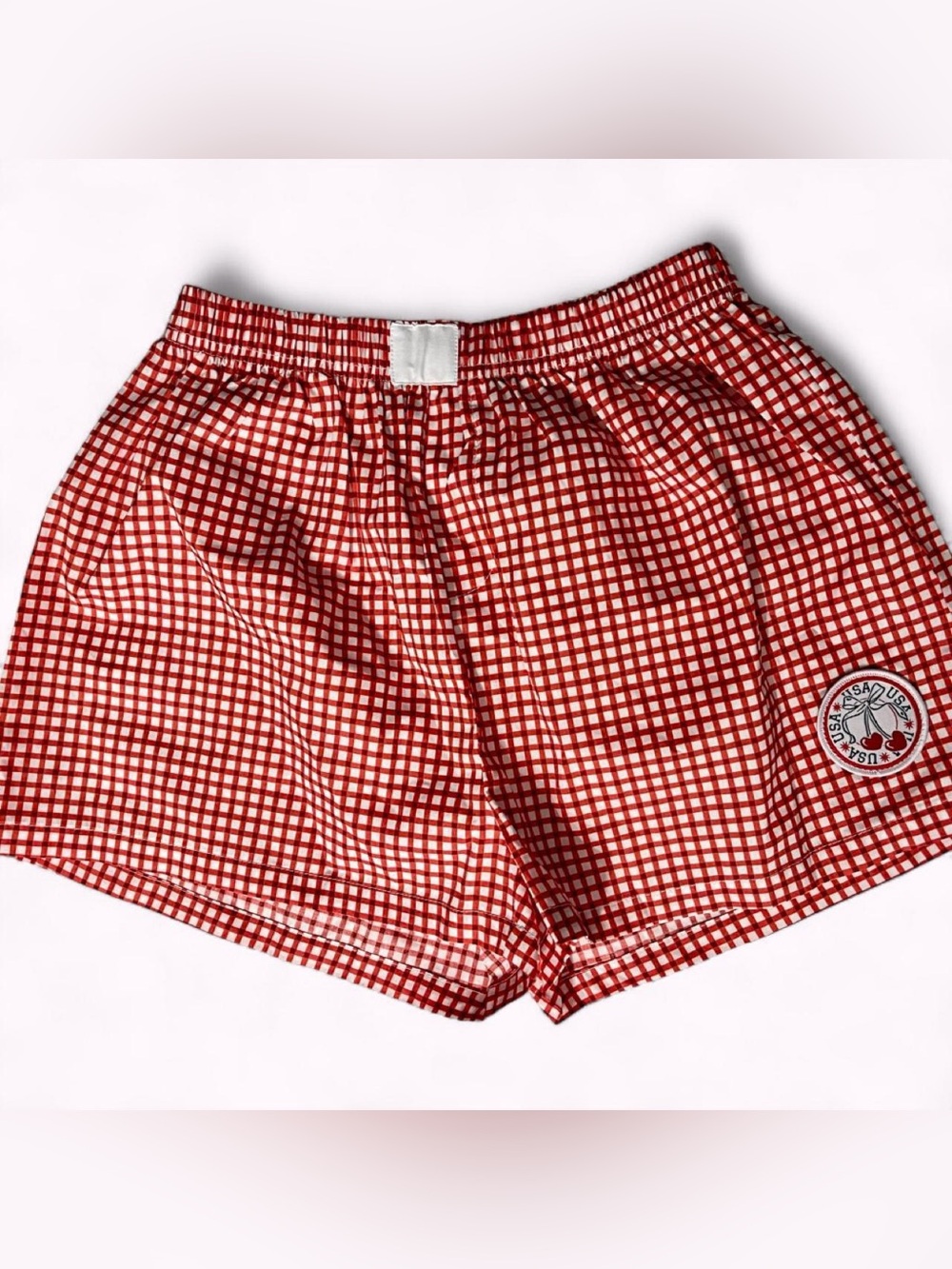 Red Gingham Women's Shorts, XS